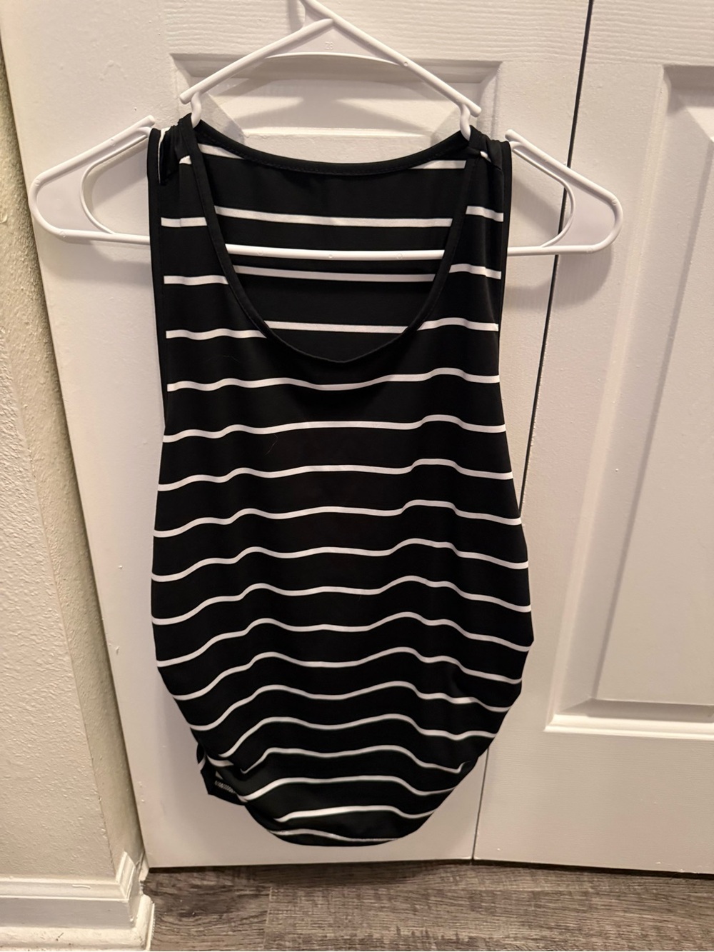 SHEIN Black and White Striped Racerback Tank